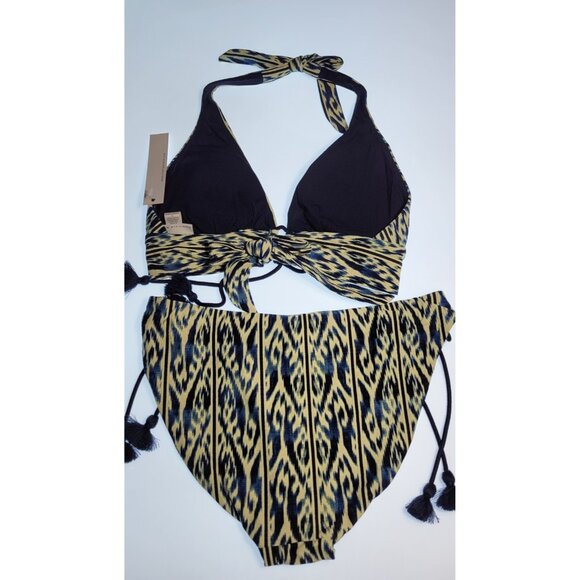 Robin Piccone Bikini Swim Top M Color Navy Blue Bottom Mid Rise Sz M - Picture 6 of 8